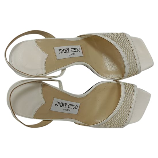 Jimmy Choo Slingback Sandalen mit Mesh-Akzenten aus weißem Leder - Image 5