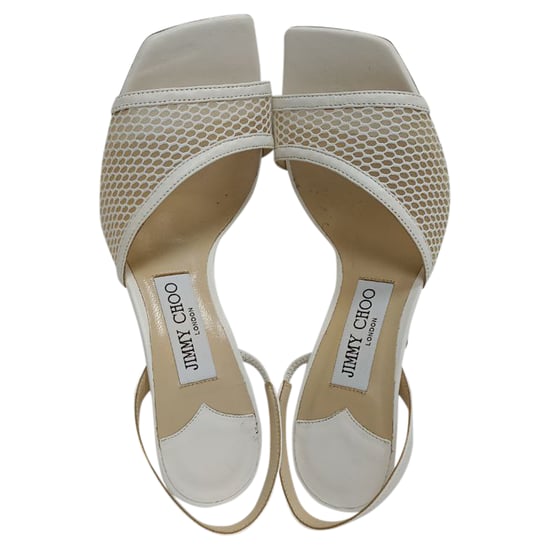 Jimmy Choo Slingback Sandalen mit Mesh-Akzenten aus weißem Leder - Image 6