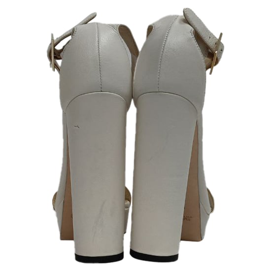 Jimmy Choo Plateausandaletten mit Riemchen aus weißem Leder - Image 3