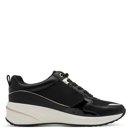 Tamaris Damen-Sneaker mit Plateau, schwarz-golden, mit Reißverschluss und Schnürung - Image 5