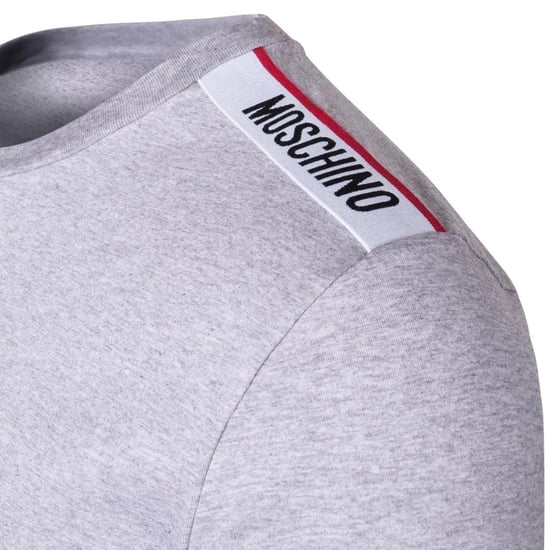Moschino - T-Shirt für Herren, Gebänderte Schulter, Langärmlig (Grau) - Image 4