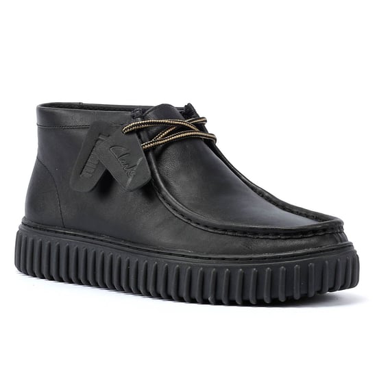Clarks Main Torhill Hi Leder Herren Schwarze Stiefel - Image 2