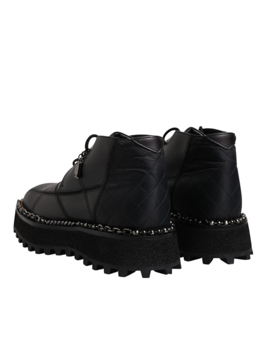 Kettenbesatz Leder Stiefeletten Schwarz - Image 5