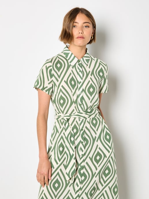 Apricot Midikleid mit geometrischem Print - Image 3