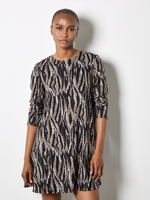 Apricot Zebra-Strick-Mini-Kleid - Image 1