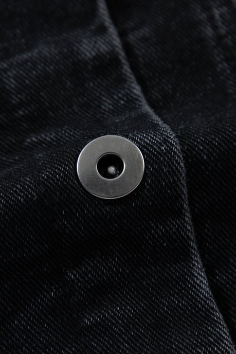 Kapuz denimjacke mit karierten Ärmeln - Image 2