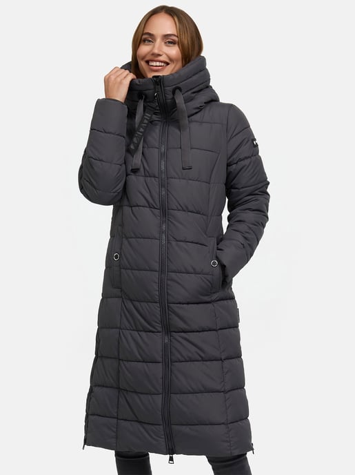 Navahoo Mondmädchen Damen Winter Steppmantel mit Kapuze und Fleecefutter - Image 6