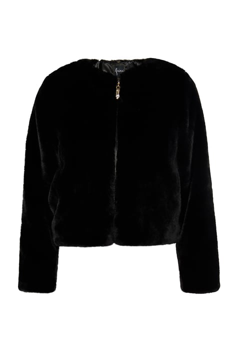 Faina Faux Fur Jacke Damen schwarz - Image 1