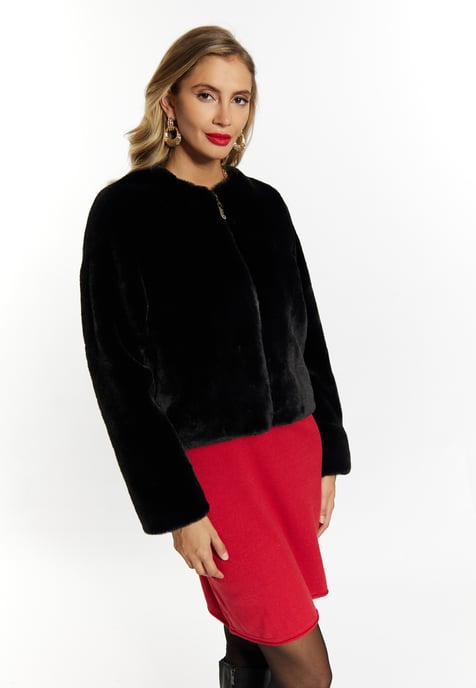 Faina Faux Fur Jacke Damen schwarz - Image 3