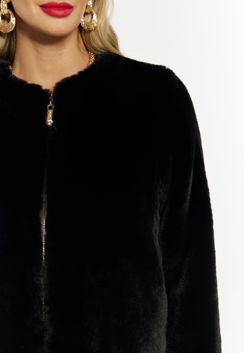 Faina Faux Fur Jacke Damen schwarz - Image 5