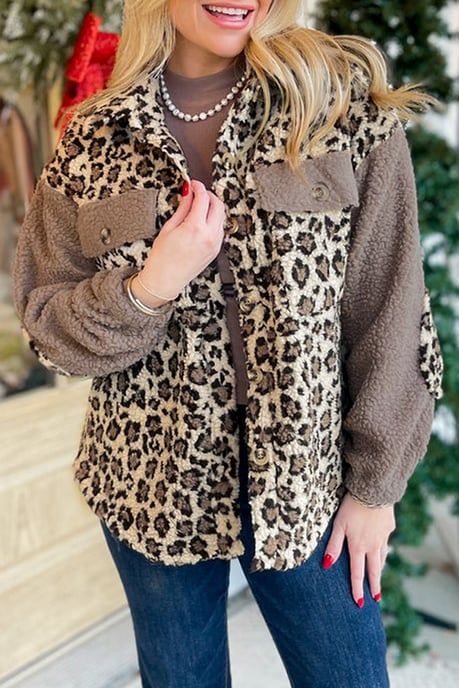 Leopardenmuster Sherpa-Jacke - Image 1