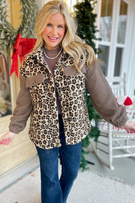 Leopardenmuster Sherpa-Jacke - Image 5