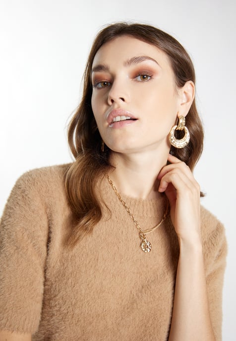 Faina Strickpullover Damen Kamel - Image 5