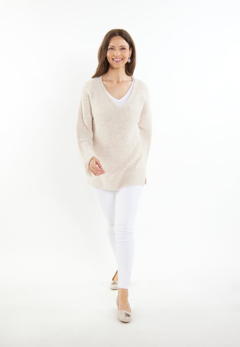 usha Strickpullover Damen Hellbeige Melange - Image 2