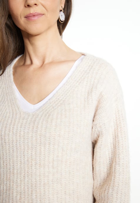 usha Strickpullover Damen Hellbeige Melange - Image 5