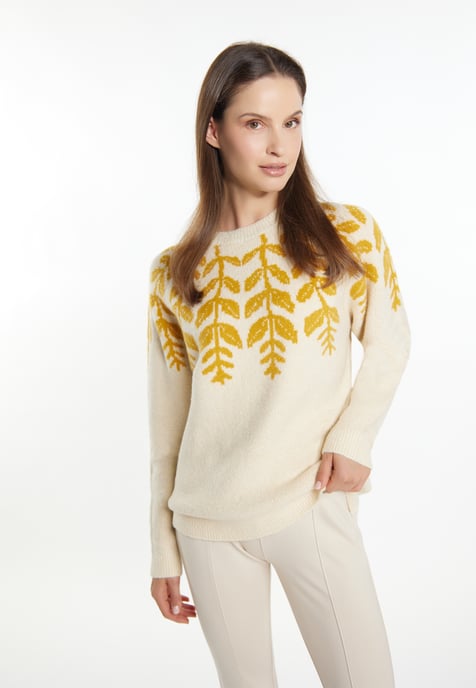 usha Strickpullover Damen Creme Mehrfarbig - Image 3