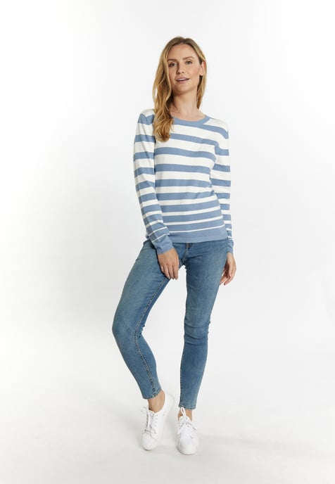 usha Strickpullover Damen Denimblau Wollweiss - Image 2