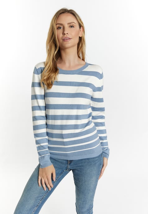 usha Strickpullover Damen Denimblau Wollweiss - Image 3