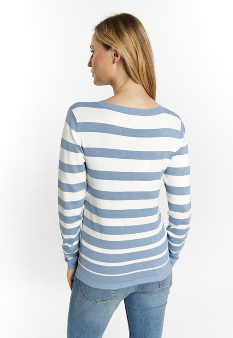 usha Strickpullover Damen Denimblau Wollweiss - Image 4