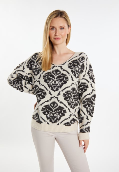 usha Strickpullover Damen Creme Mehrfarbig - Image 3