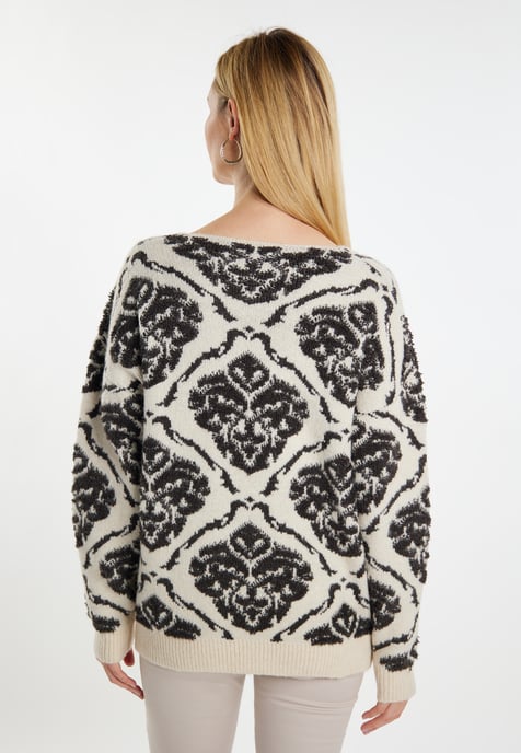 usha Strickpullover Damen Creme Mehrfarbig - Image 4