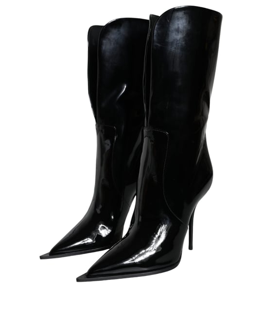 Lackleder Stiefel bis zur Wade mit Stilettoabsatz - Image 3