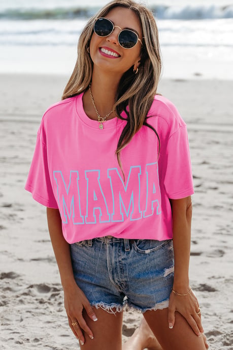 Rosa T-Shirt mit kurzen Ärmeln und Grafikdruck - Image 4