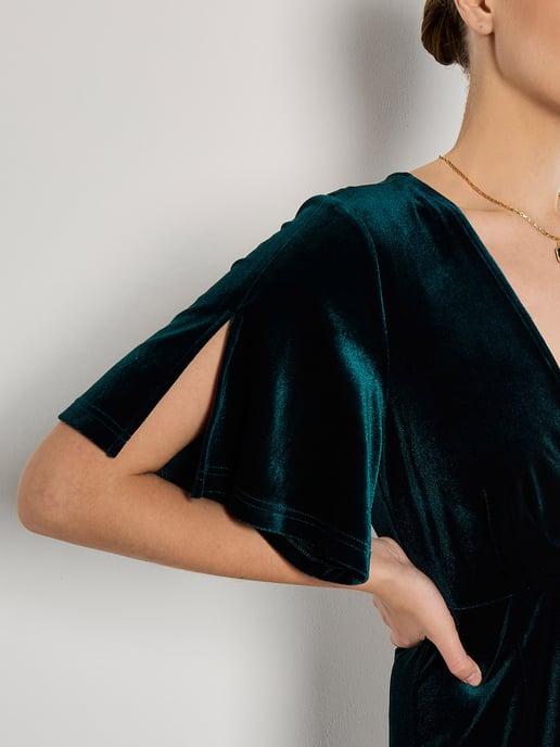 Apricot Maxikleid aus Samt in Wickeloptik - Image 3