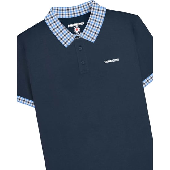 Lambretta - Poloshirt für Herren, Gingham Kragen, Groß und Hoch (Schwarz) - Image 2