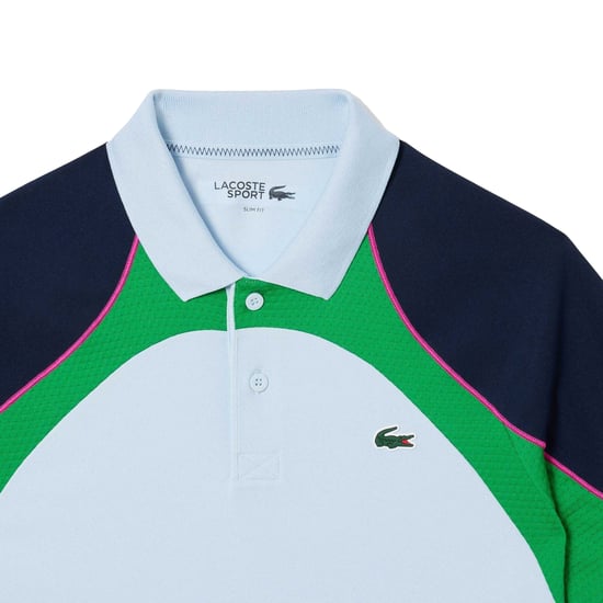 Lacoste - Poloshirt für Herren, Extratrocken, Tennis (Weiß/Blau/Grün) - Image 3