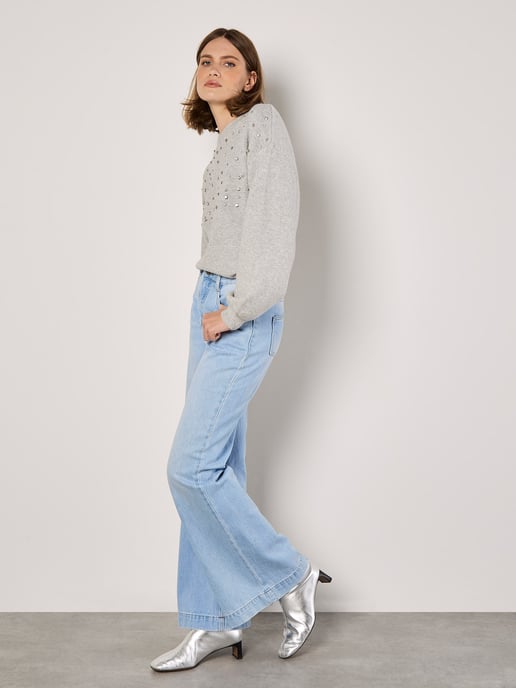 Apricot Mit Edelsteinen besetzter Pullover - Image 3