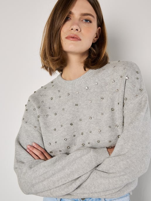 Apricot Mit Edelsteinen besetzter Pullover - Image 4