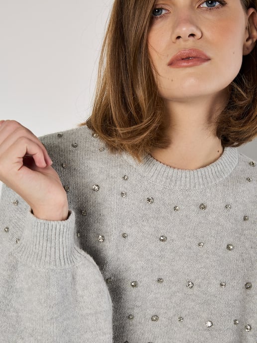 Apricot Mit Edelsteinen besetzter Pullover - Image 5