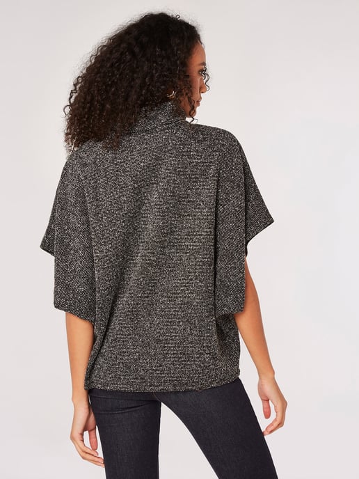Apricot Rollkragen Jacquard Cape - Image 5