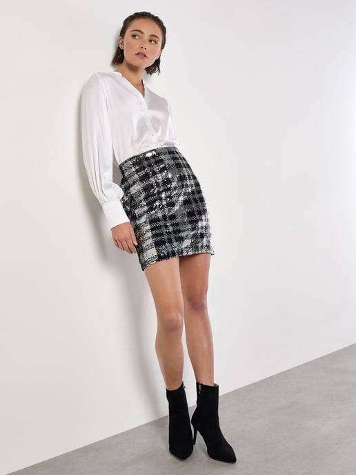 Apricot Karo-Paillettenminirock - Image 4