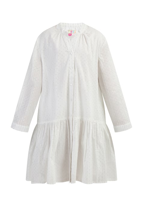 IZIA Sommerkleid Mädchen Wollweiß mit silbernen Streifen und Punkten - Image 1