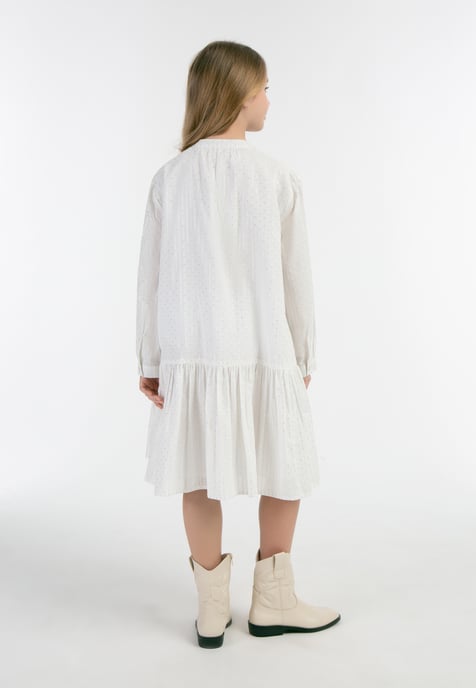 IZIA Sommerkleid Mädchen Wollweiß mit silbernen Streifen und Punkten - Image 3