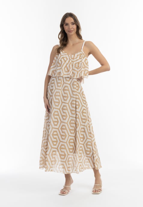 Faina Maxikleid Damen beige weiss - Image 2