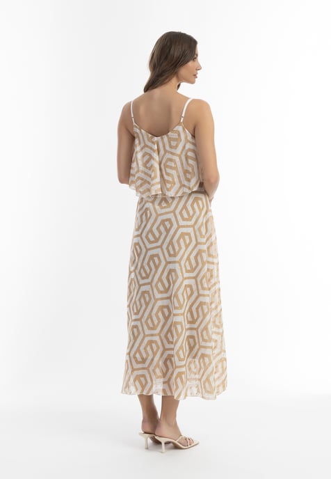 Faina Maxikleid Damen beige weiss - Image 3