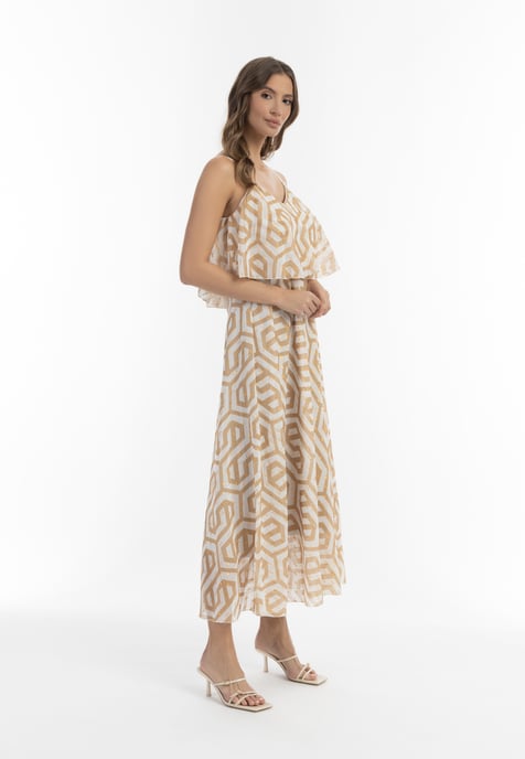 Faina Maxikleid Damen beige weiss - Image 4