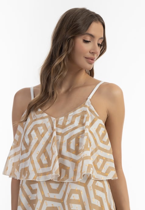 Faina Maxikleid Damen beige weiss - Image 5