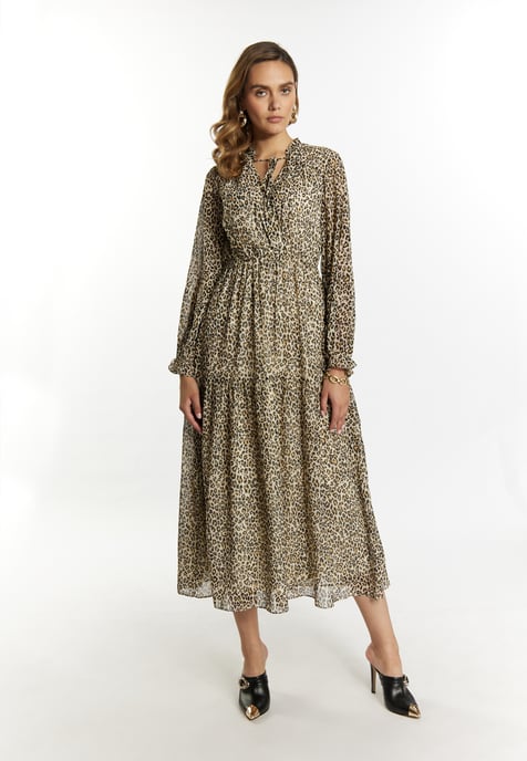 Faina Maxikleid mit Leoprint Damen Hellbeige Mehrfarbig - Image 2