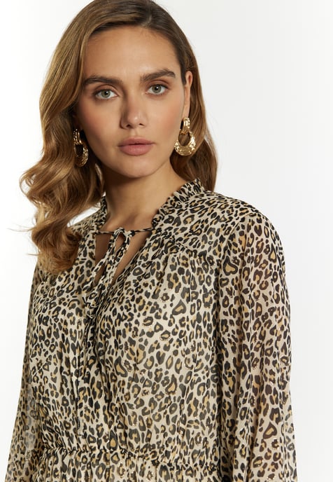 Faina Maxikleid mit Leoprint Damen Hellbeige Mehrfarbig - Image 4
