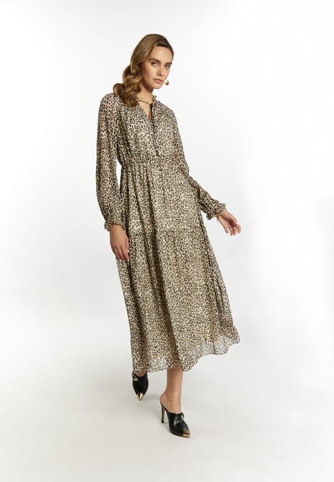 Faina Maxikleid mit Leoprint Damen Hellbeige Mehrfarbig - Image 5