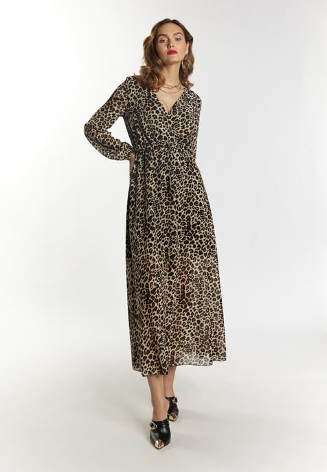 Faina Maxikleid mit Leoprint Damen Beige Löwe - Image 2