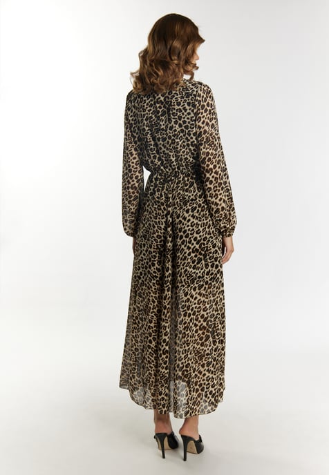 Faina Maxikleid mit Leoprint Damen Beige Löwe - Image 3