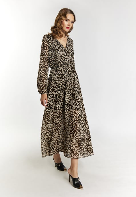 Faina Maxikleid mit Leoprint Damen Beige Löwe - Image 4