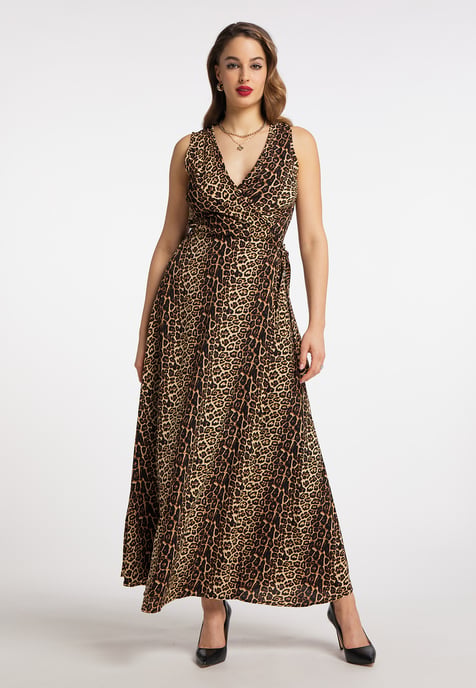 Faina Maxikleid mit Leoprint Damen Beige Löwe - Image 2