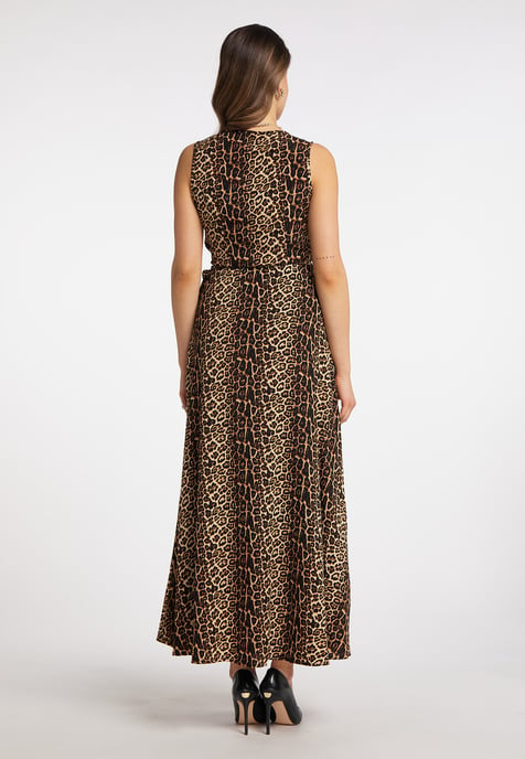 Faina Maxikleid mit Leoprint Damen Beige Löwe - Image 3