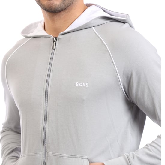 Herren Boss Mix&Match Loungewear Zip-Up Hoodie in Grau - Image 3